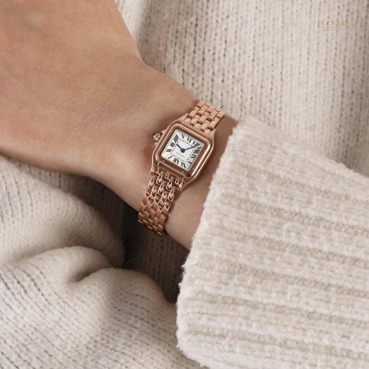 Diamond-Inspired Statement Watch For Men's And Rose Gold Classic Set For Women