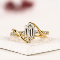 Elegant Dutch Marquise Cut Lab Diamond Engagement Ring with Twisted Pave Band