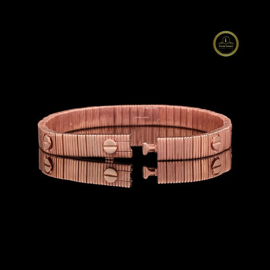 Ivevar Luxury Pleated Rose Gold Bracelet with Screw Detail - view 2