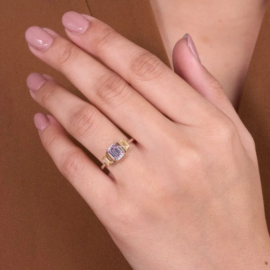 Emerald Cut Lab Diamond Ring with Tapered Side Stones