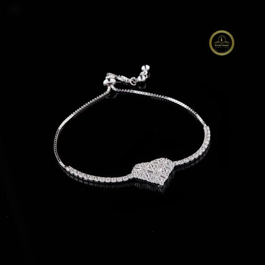 Heart Baguette Cut Lab Grown Diamond Adjustable Tennis Bracelet