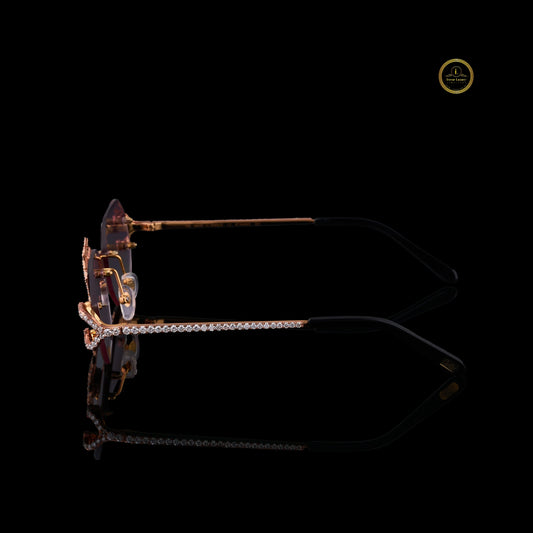 Designer Custom Diamond Sunglasses Gold Frame Statement Style