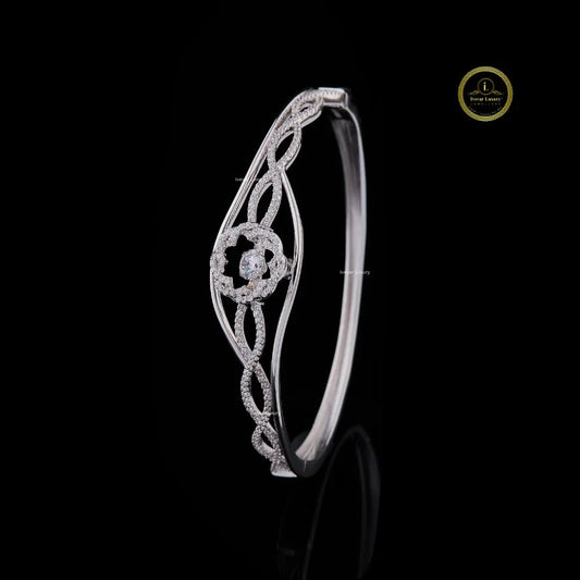 Round Cut Moissanite Diamond Twisted Infinity Bangle Bracelet