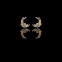 Modern Crescent Round Moissanite Diamond Hoop Arc Earrings with Round Diamond Accents