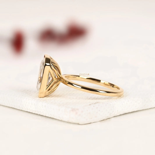 Radiant Cut Lab Diamond Bezel Solitaire Ring