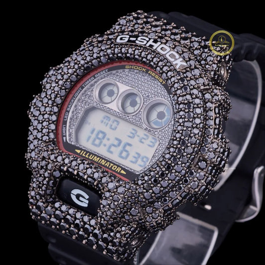Black Diamond Pave Digital Sports Watch with Resin Strap & LCD Display