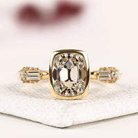 Bezel Set Rose Cushion Cut Moissanite Diamond Ring For Her