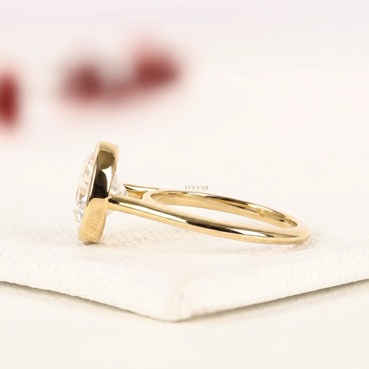 Round Cut Lab Diamond Bezel Set Solitaire Ring