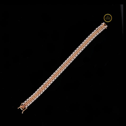 Triple Row Round Cut Moissanite Diamond Tennis Bracelet