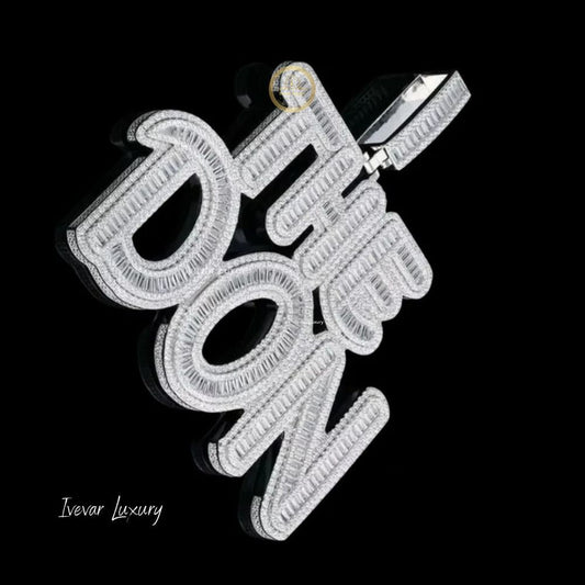 Iced-Out Custom Baguette Lab Diamond THE DON Letters Pendant Charm