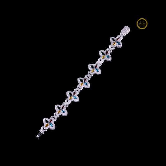 Multicolor Marquise Floral Cut Lab Grown Diamond Tennis Bracelet