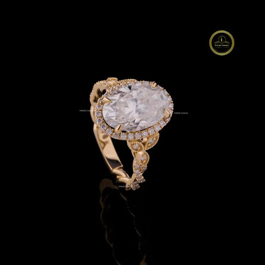 Oval Halo Lab Diamond Engagement Ring Twisted Rope Band