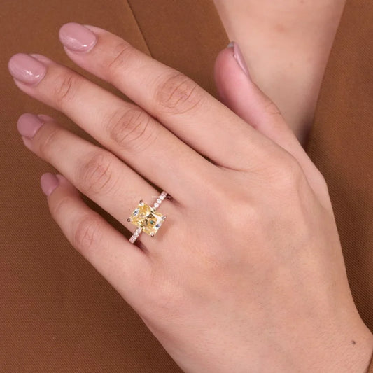 Radiant Cut Lab Diamond Pave Engagement Ring