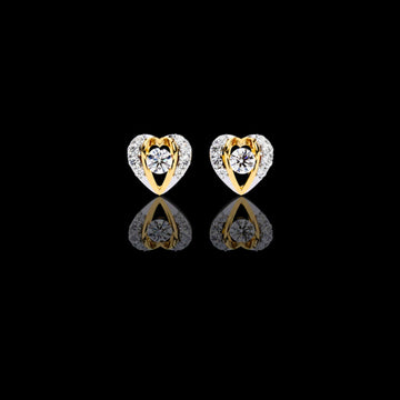 0.48 CT Luxury Heart Shaped Moissanite Stud Earrings with Round Brilliant Center Stone and Pave Accents