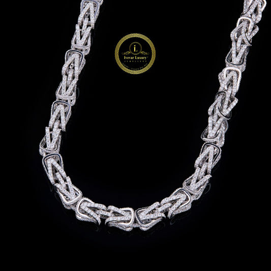 Iced Out Intricate Woven Choker Necklace Encrusted with Brilliant Cut Moissanite
