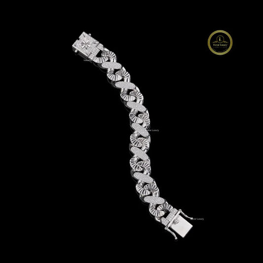 Alternating Pave Moissanite Diamond Cuban Link Bracelet