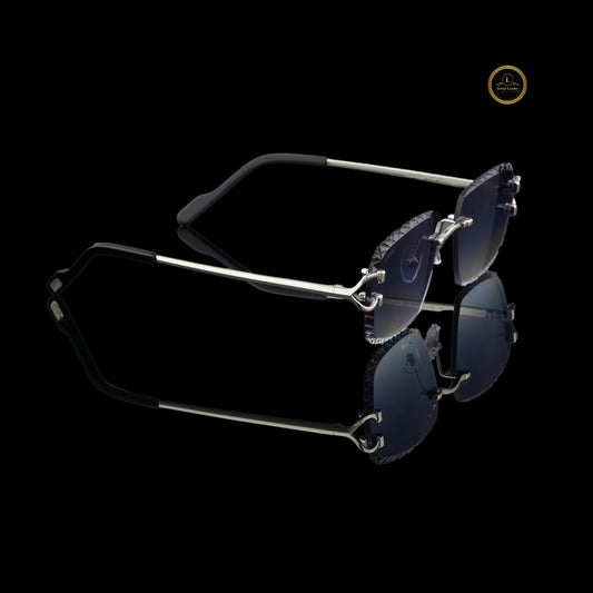 Rimless UV Protection Sunglasses with Smoke Blue Lenses