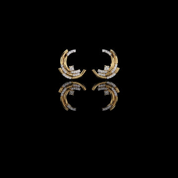 0.21 TCW Modern Crescent Round Cut Moissanite Hoop Arc Earrings with Round Diamond Accents