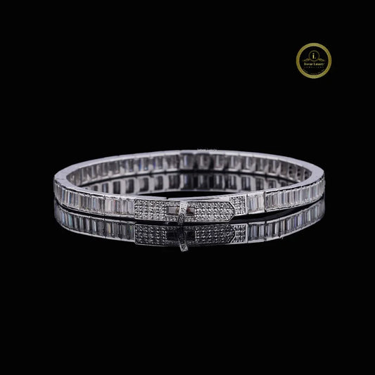 Emerald Cut Channel Set Lab Grown Diamond Tennis Bracelet