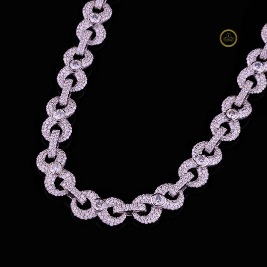 Custom Symmetrical Interlocking Mathematical Motif Chain Featuring Micro Lab Diamonds
