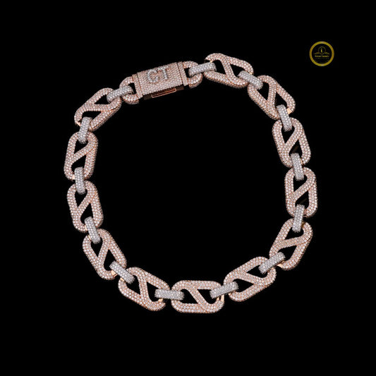 Custom Symmetrical Interlocking Geometric Station Links Featuring Micro Lab Grown Diamonds