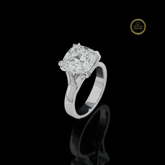 Cushion Cut Lab Diamond Solitaire Engagement Ring