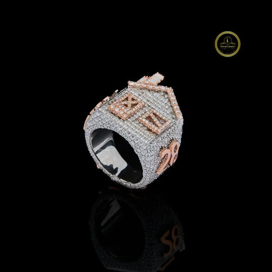 Elegant Hip Hop House Moissanite Diamond Ring By Ivevar