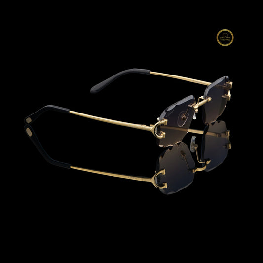 Designer Rimless Sunglasses with Brown Gradient Lenses