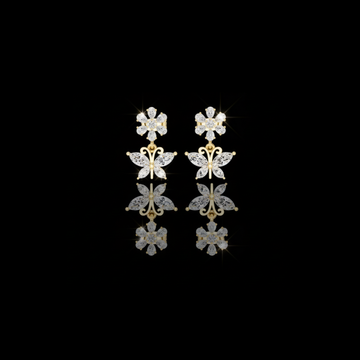 Desire Moissanite Multi Cut Diamond Butterfly Drop Earrings Floral Inspired Fine Jewelry