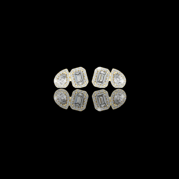 Pear And Emerald Moissanite Diamond Cluster Earrings Two Stone Halo Studs