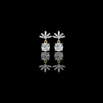 0.86 TCW Stunning Moissanite Diamond Baguette and Round Brilliant Cut Harmony Earring