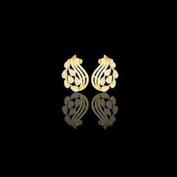Modern Wave Round Moissanite Diamond Stud Earrings Flowing Flame Design