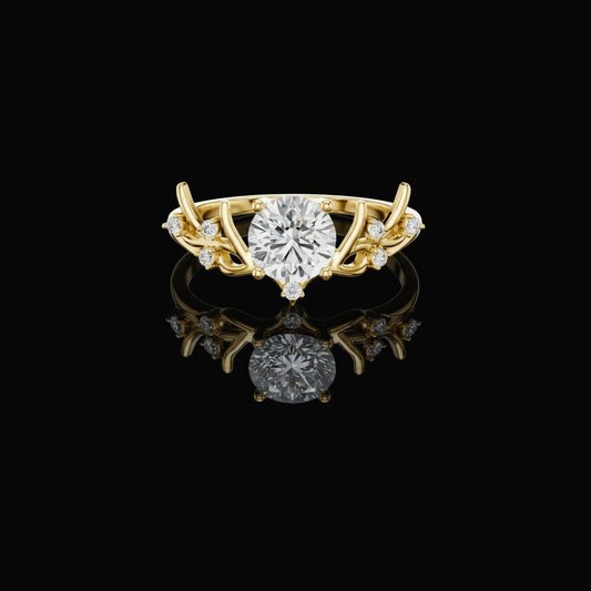 0.85 CT Royal Moissanite Round Cut Diamond Ring with Side Accents For Every Style