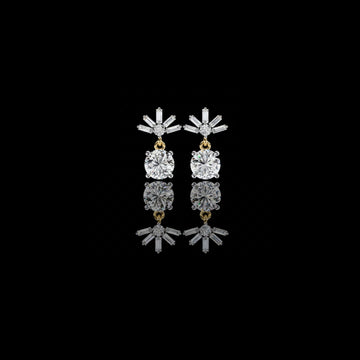 1.90 TCW Stunning Moissanite Diamond Baguette and Round Brilliant Harmony Earring