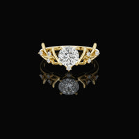 Round Cut Nature Inspired Moissanite Engagement Ring