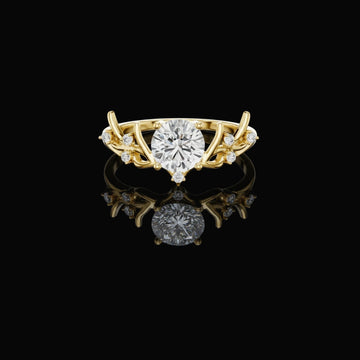 Round Cut Nature Inspired Moissanite Engagement Ring