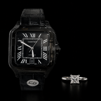 Timeless Elegance Cartier Inspired Watch & Princess Cut Moissanite Diamond Ring Set