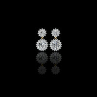 2.80 TCW Sunburst Floral Halo Round Brilliant Moissanite Diamond Drop Earring