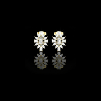 Interlocking Dual Halo Emerald Moissanite Diamond Stud Earrings Intertwined Loop