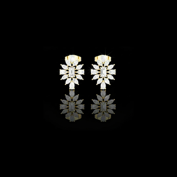 Interlocking Dual Halo Emerald Moissanite Diamond Stud Earrings Intertwined Loop