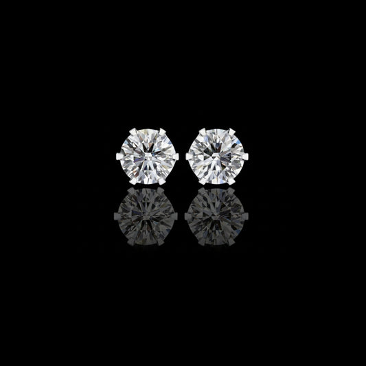 2.57 TCW Luxury Moissanite Diamond Round Cut Solitaire Stud Earrings with Classic Six Prong Setting