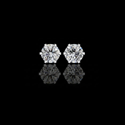 Luxury Lab Grown Diamond Round Cut Solitaire Stud Earrings with Classic Six Prong Setting