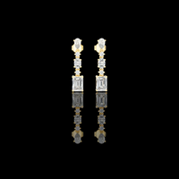 Regal Lineage Emerald Cut Moissanite Diamond Drop Earrings with Pear & Oval Accents