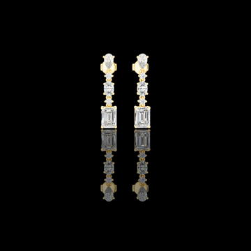 Regal Lineage Emerald Cut Moissanite Diamond Drop Earrings with Pear & Oval Accents