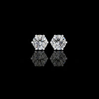 Luxury Moissanite Diamond Round Cut Solitaire Stud Earrings with Classic Six Prong Setting