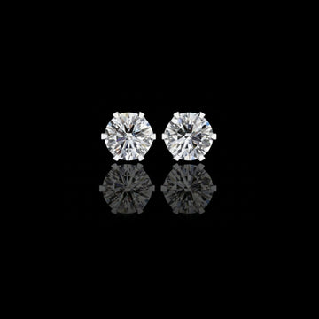 Luxury Moissanite Diamond Round Cut Solitaire Stud Earrings with Classic Six Prong Setting