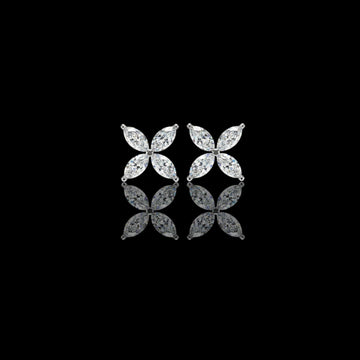 2.00 TCW Contemporary Luxury Marquise Cut Moissanite Diamond Four Petal Floral Stud Earring
