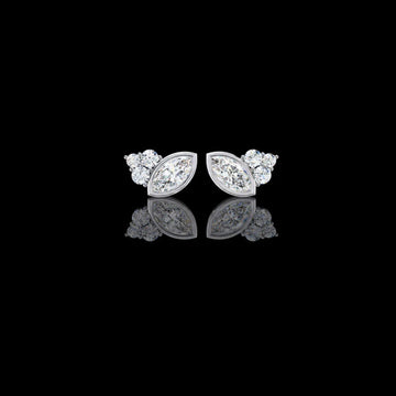 0.30 CT Exquisite Marquise Moissanite Diamond Cluster Stud Earrings in Bezel Setting for Timeless Elegance