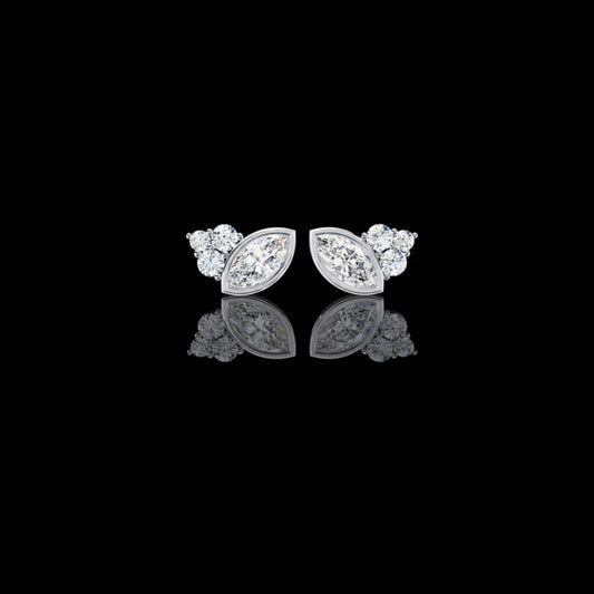 0.30 CT Exquisite Marquise Moissanite Diamond Cluster Stud Earrings in Bezel Setting for Timeless Elegance