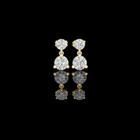 Dual Brilliance Round Moissanite Diamond Drop Earrings with Graduated Two Stone Design